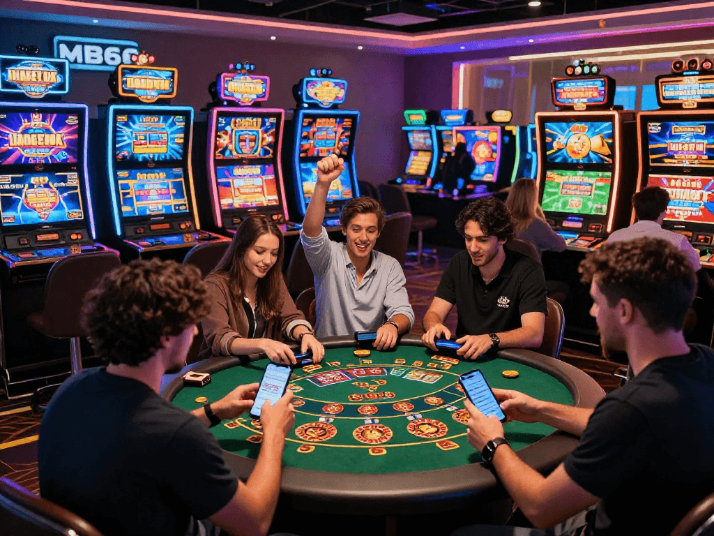 Players enjoying a lively gaming experience on MB66 platform with vibrant colors and excitement.